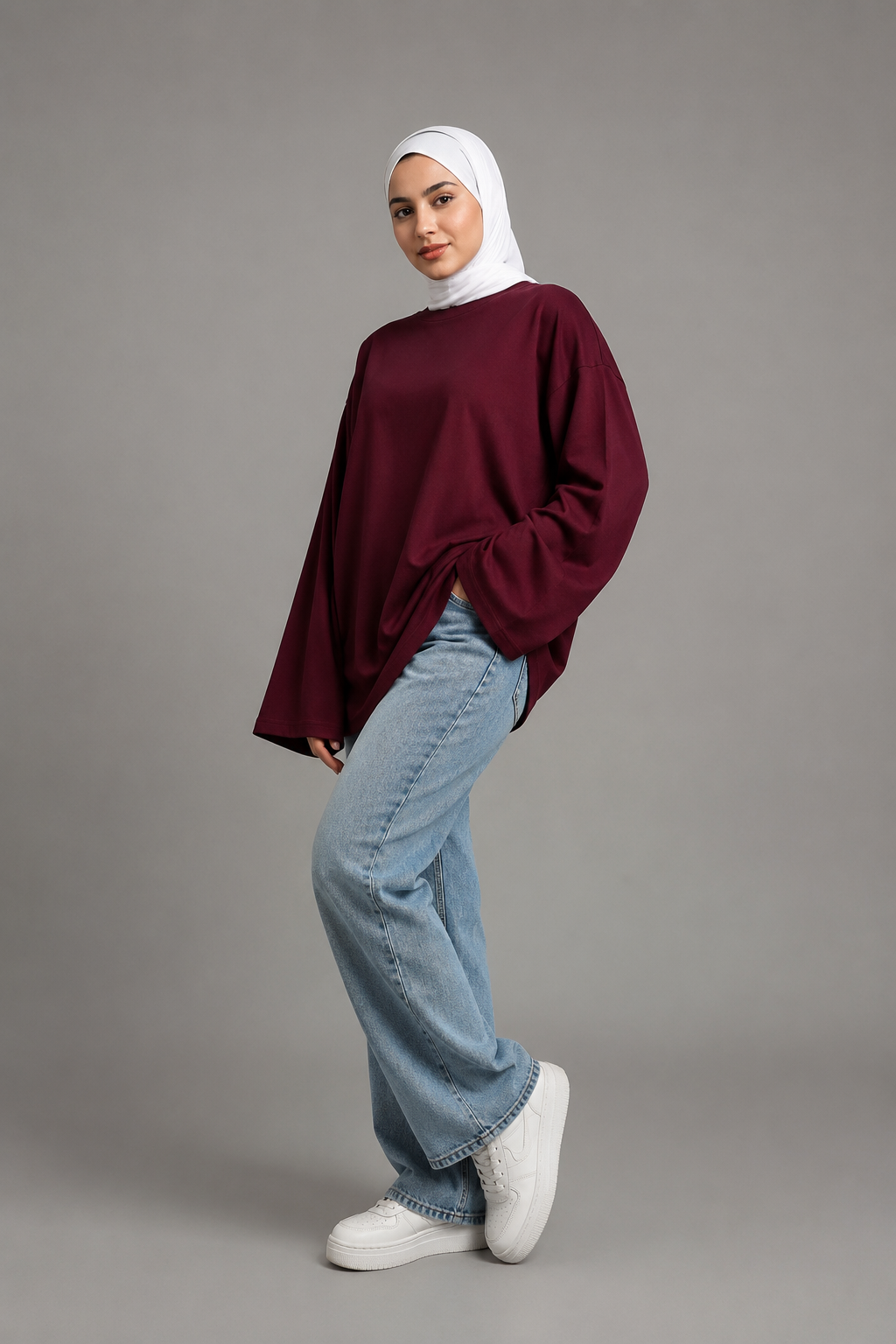 Long Sleeve Burgundy Basic