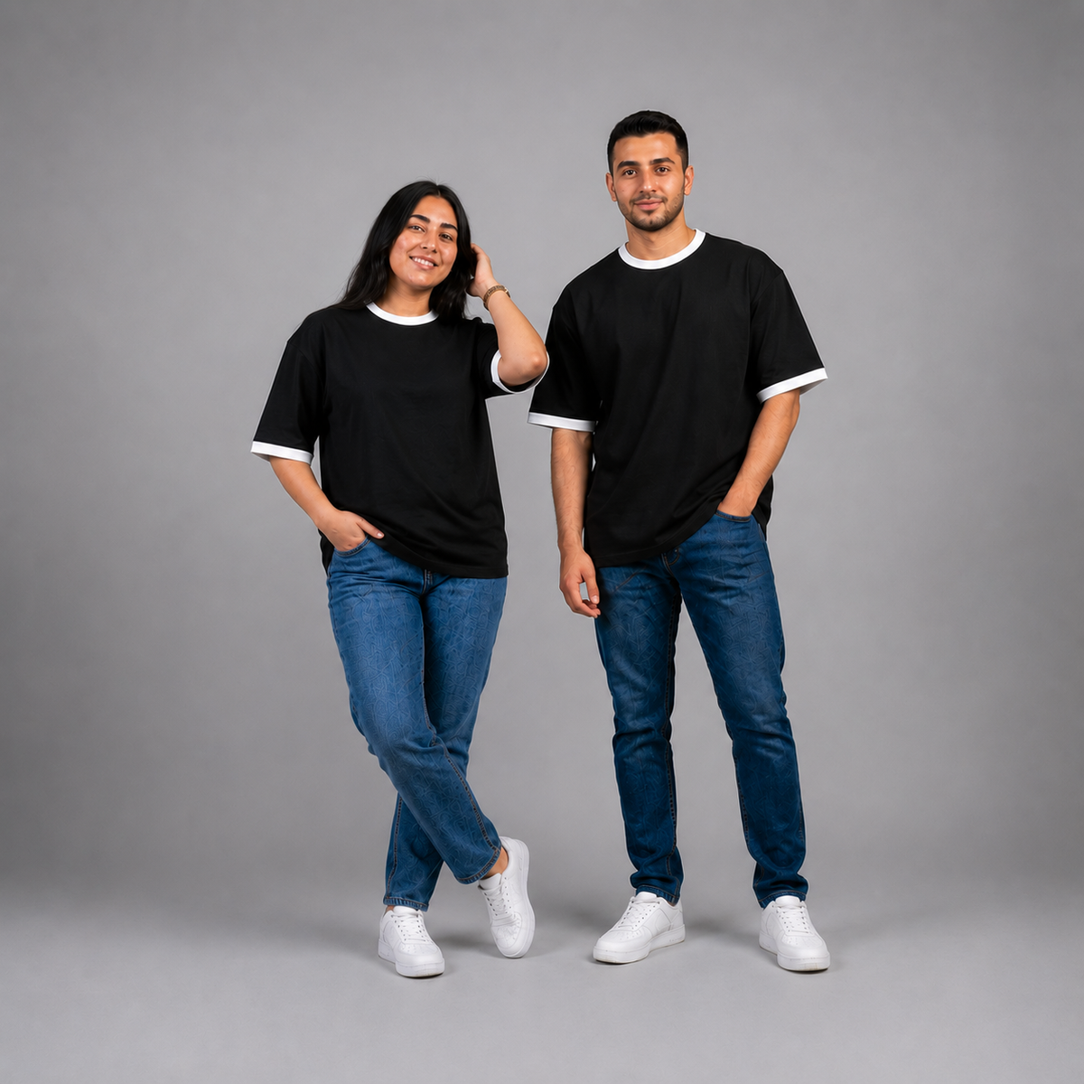 Basic Black Ringer Oversized Unisex Tshirt